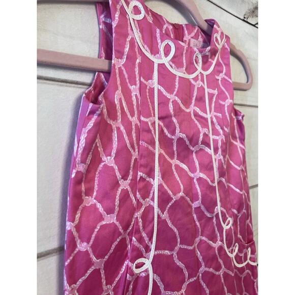 Lilly Pulitzer Girls Shift Dress Sz 6 Pink Nautical Ropes - Picture 2 of 5